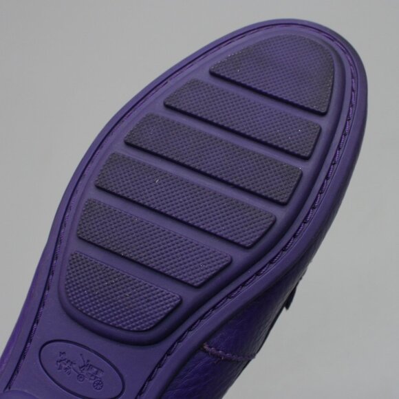 Coach Ladies 5 Penny Loafers Purple Pebbled Leather Classic Moc-toe Shoes Flats - Picture 10 of 12